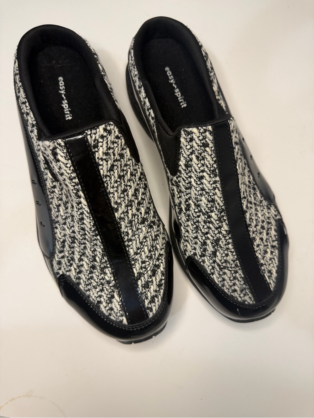 Easy Spirit Black & White Tweed Slip-On Sneakers